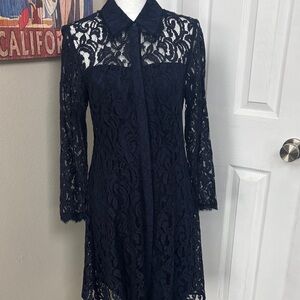 Nanette Lepore Navy Long Sleeve Lace Dress